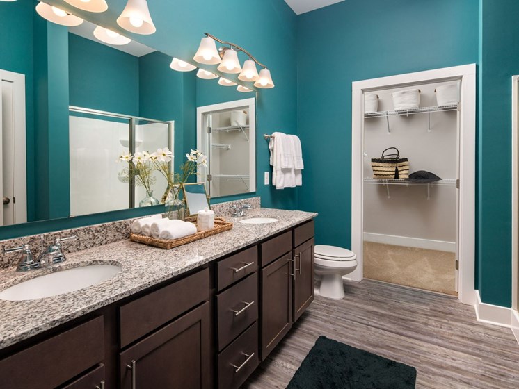 Bathroom With Adequate Storage at Abberly Solaire Apartment Homes, Garner